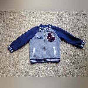 Carter's Boys Gray and Navy Football Varsity Fleece Zip Up Jacket - Size 4T